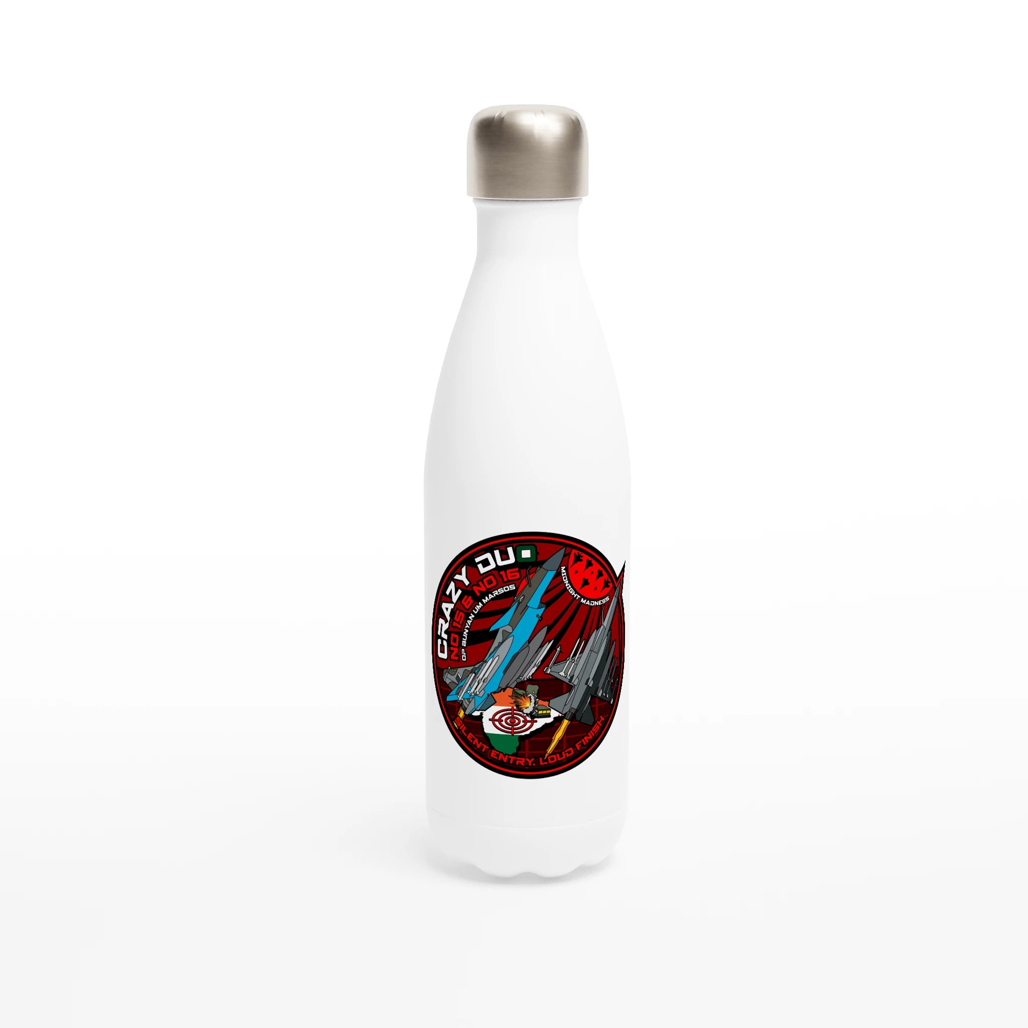 Crazy Duo - J10C JF17 III, White 17oz Stainless Steel Water Bottle