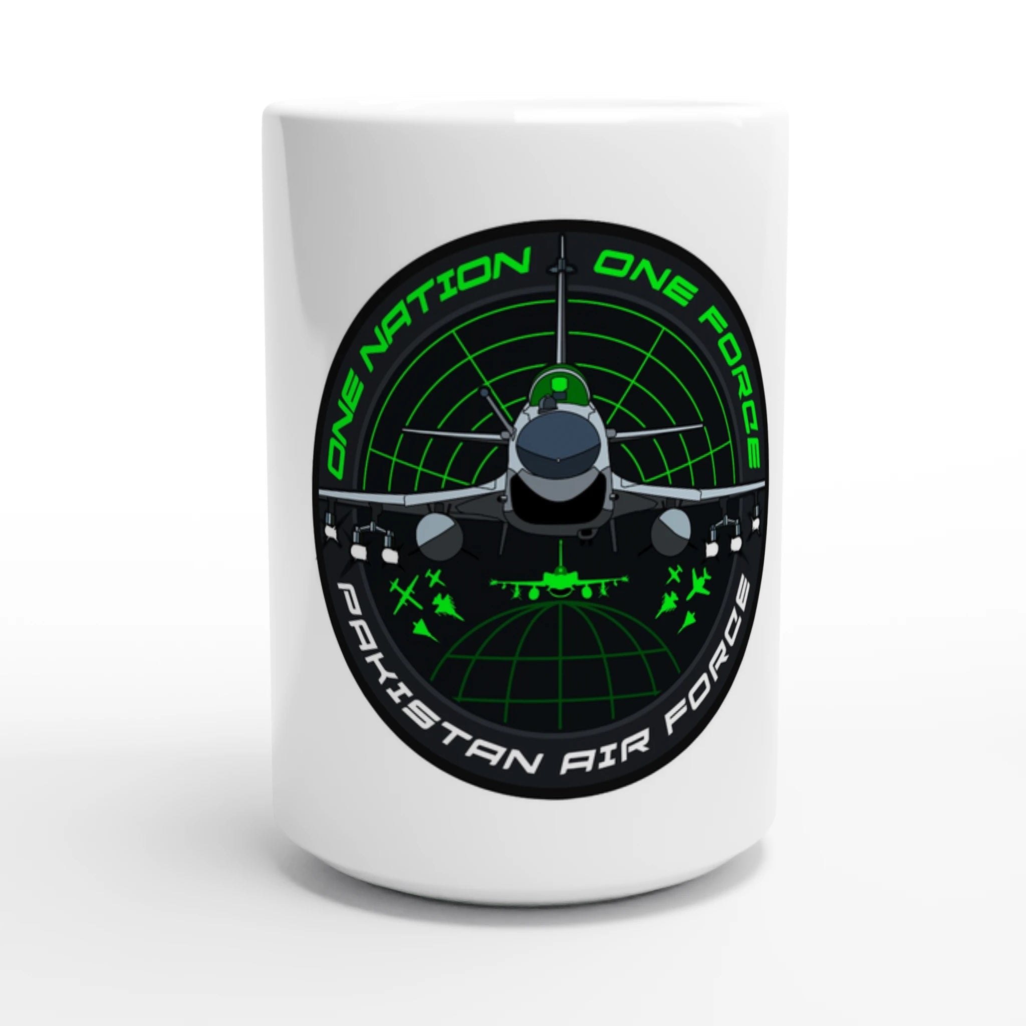 J-10C Front- White 15oz Ceramic Mug