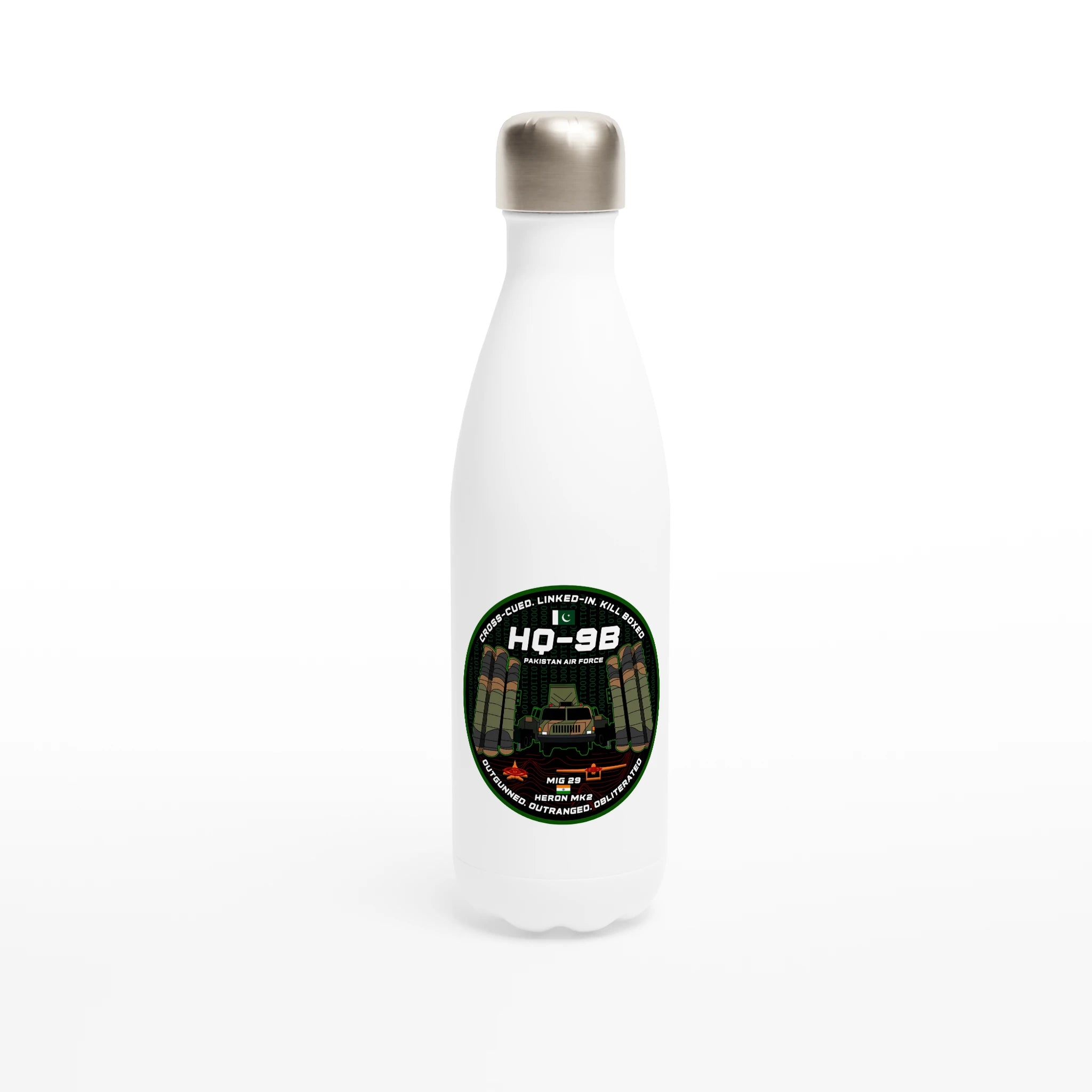 HQ-9B - White 17oz Stainless Steel Water Bottle